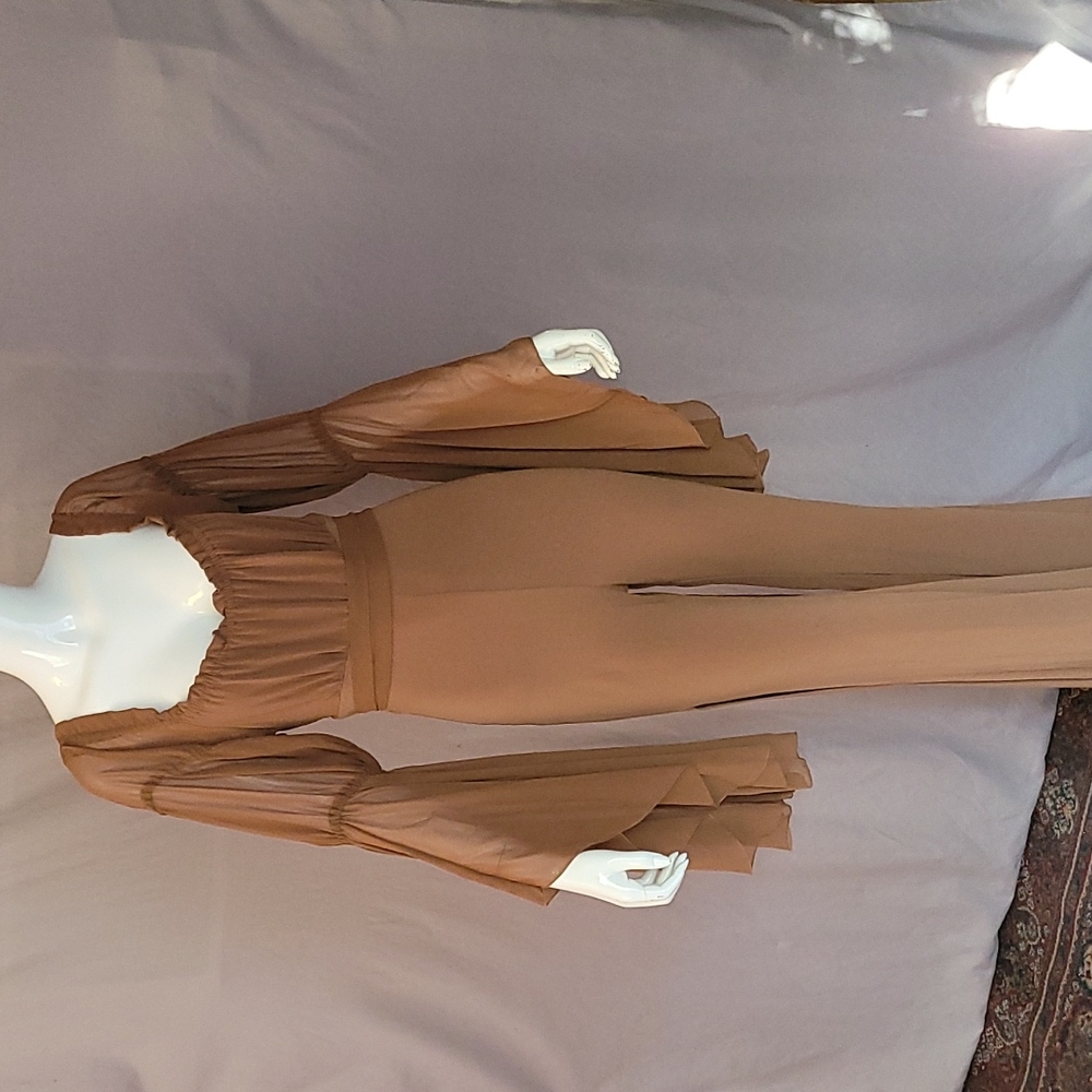 Brown Jumpsuit with bell sleeve